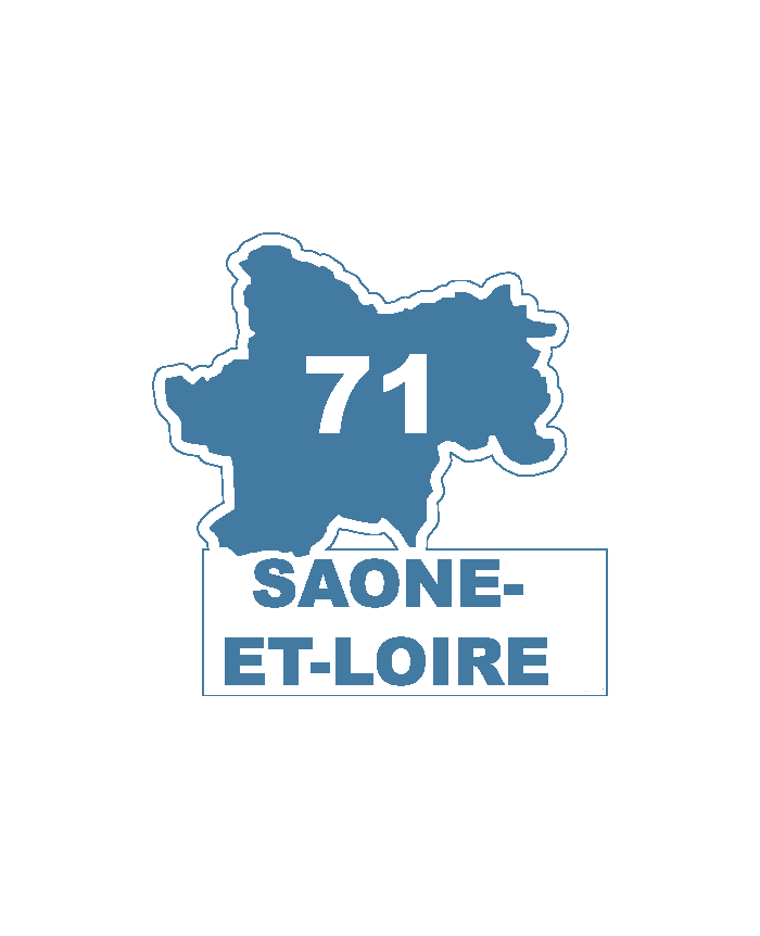 Une carte du département 71 Saône-et-Loire.