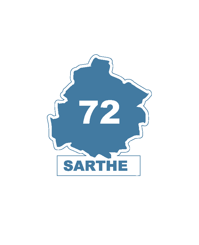 Une carte du département 72 Sarthe.